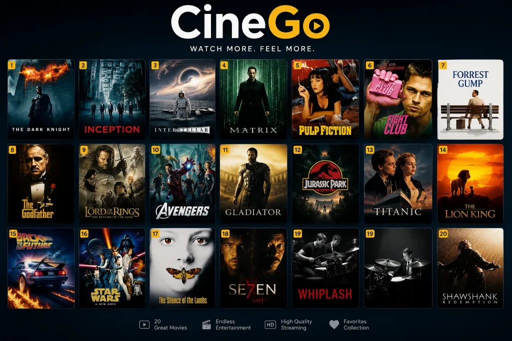 Cinego streaming movies and TV series banner